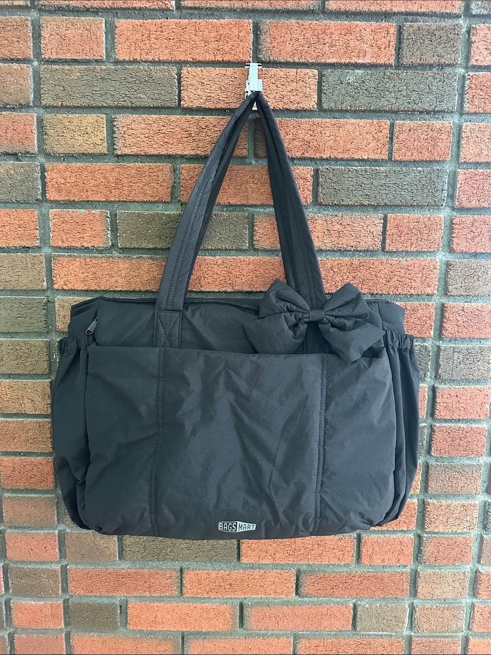BAGSMART Black Tote Bag with Bow Accent